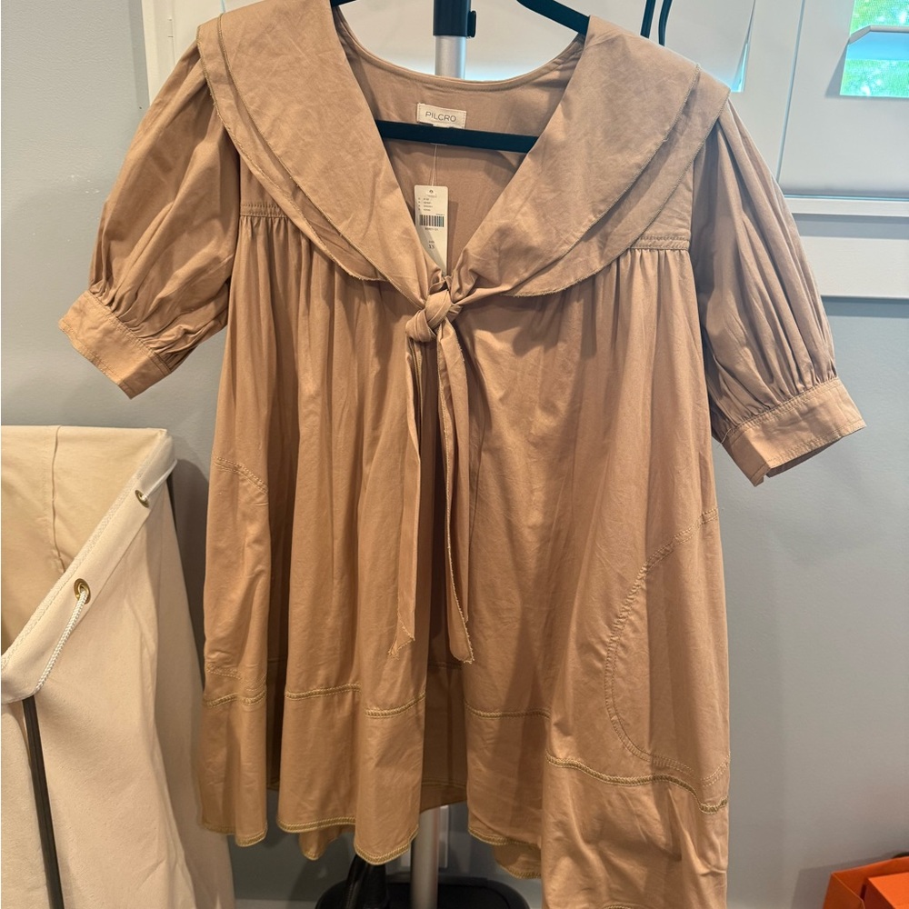 Pilcro Tan Dress with Tie-Front